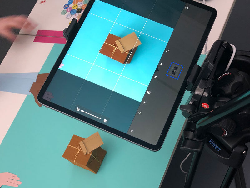 a stop motion animation in progress. Using an Ipad to capture images.