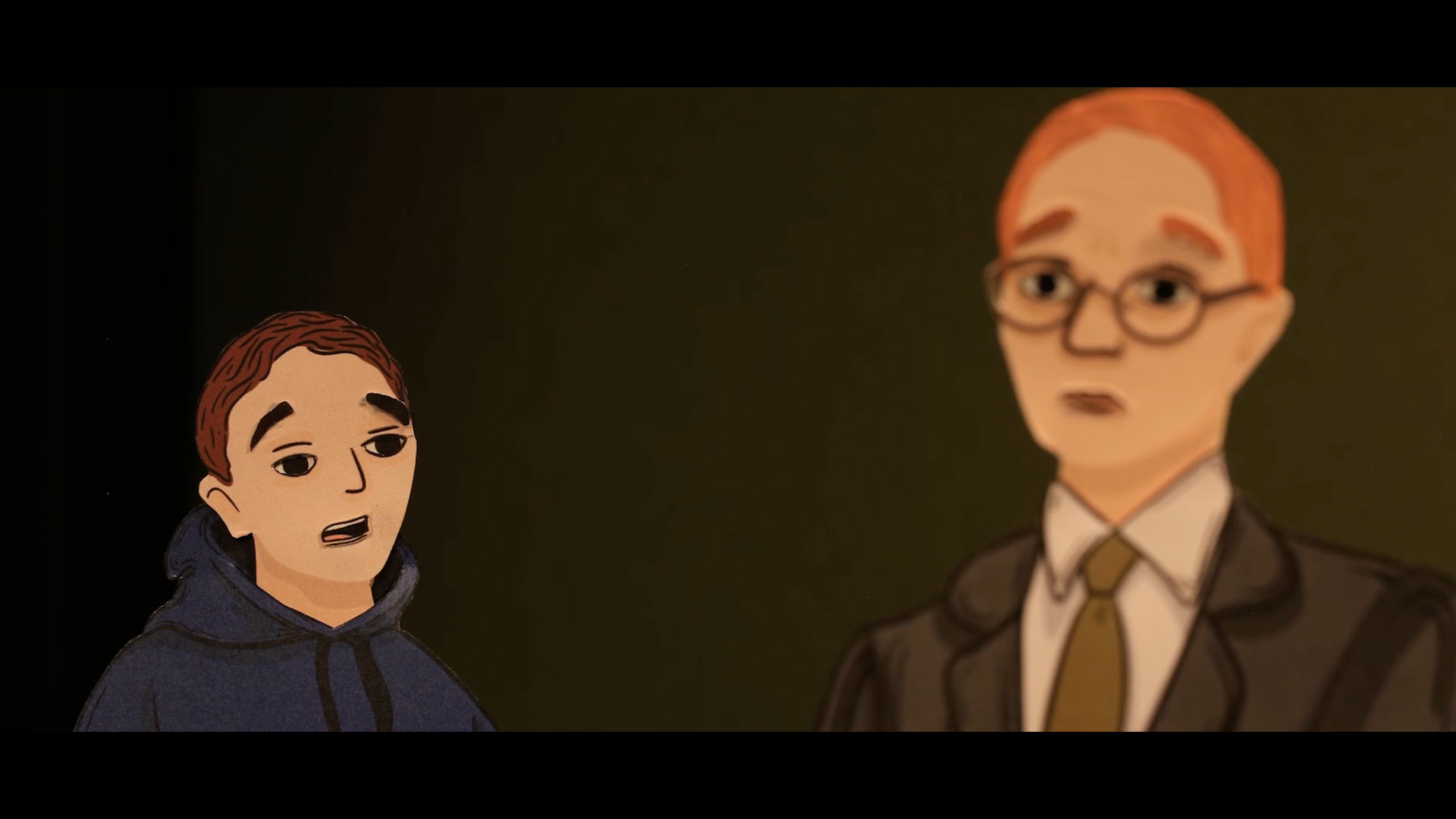 a still of two characters for the clan childlaw animation 
