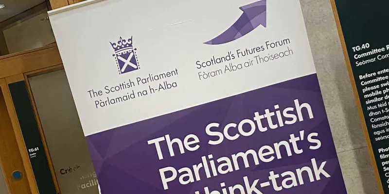 A roll up banner for The Scottish Parliaments Think Tank.