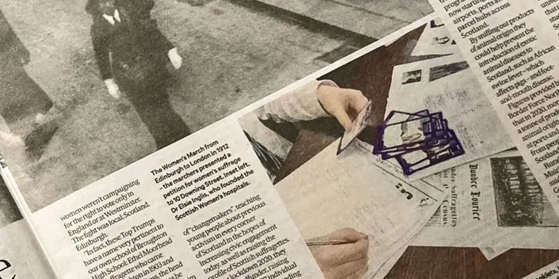 an editorial page with articles and images