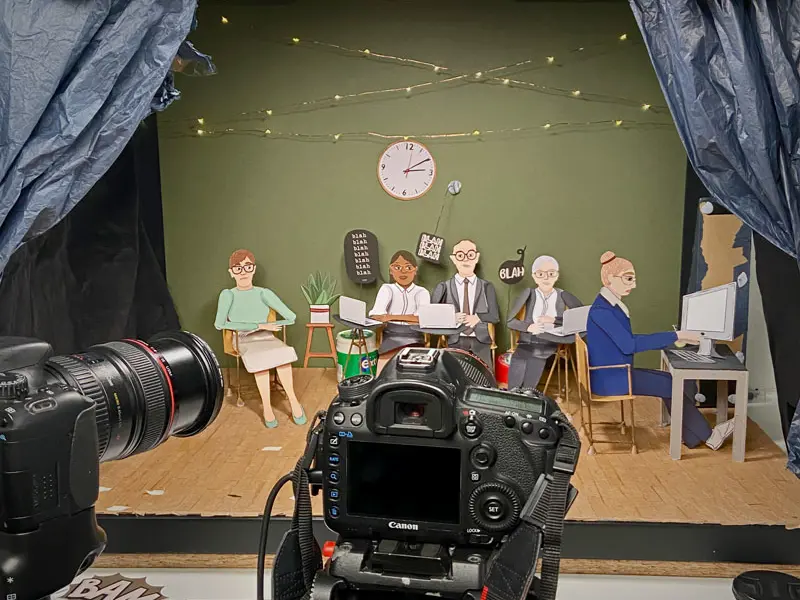 a behind the scenes view of the camera set of for the clan childlaw animation