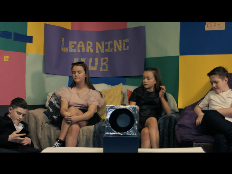 four children acting for a film