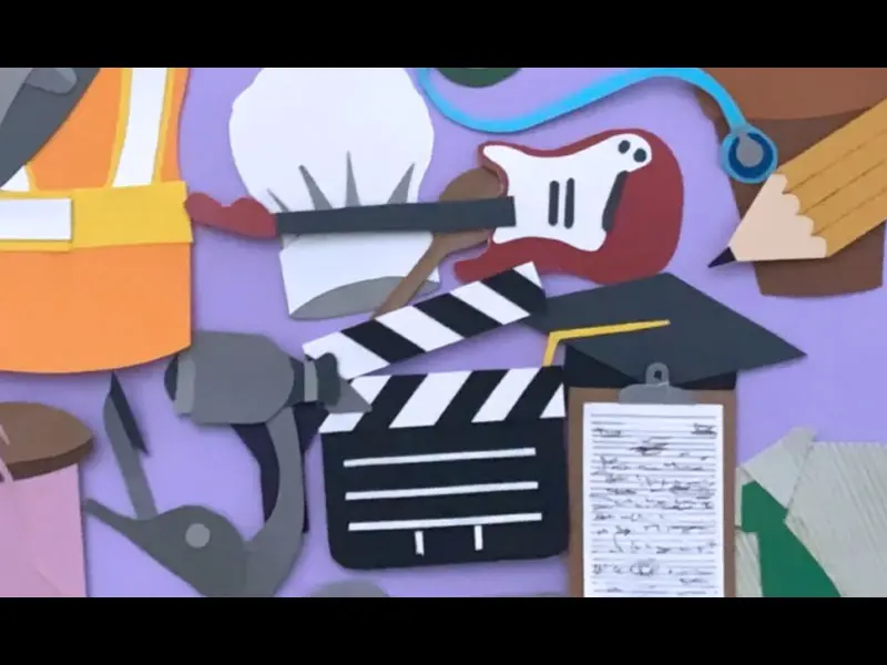 A still image from a stop motion animation. Showing a papercrafted scene.